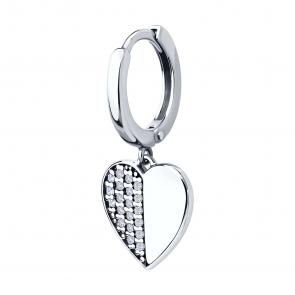 Одиночная серьга из серебра SOKOLOV с фианитом 94170357 фото