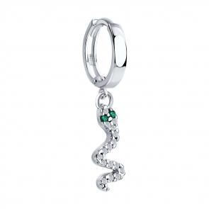 Одиночная серьга Символ года Змея из серебра SOKOLOV с фианитом 94170362 фото