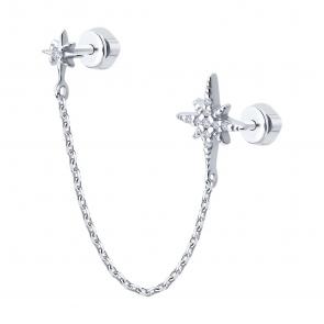 Одиночная серьга из серебра SOKOLOV с фианитом 94170381 фото