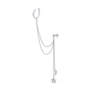 Одиночная серьга из серебра SOKOLOV с фианитом 94170387 фото