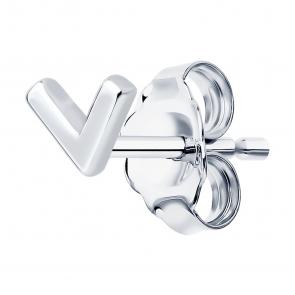 Одиночная серьга буква V из серебра SOKOLOV 94170395 фото