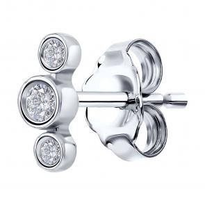 Одиночная серьга из серебра SOKOLOV с фианитом 94170399 фото