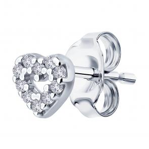 Одиночная серьга из серебра SOKOLOV с фианитом 94170404 фото