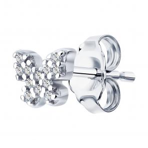 Одиночная серьга из серебра SOKOLOV с фианитом 94170405 фото