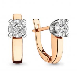 Золотые серьги AQUAMARINE с бриллиантом 941776к фото