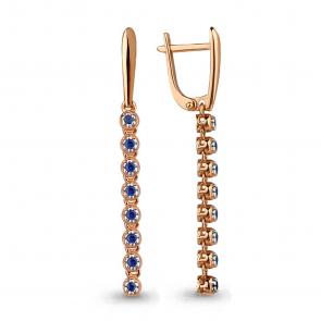 Золотые серьги AQUAMARINE с сапфиром 941855кс фото