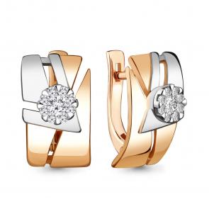 Золотые серьги AQUAMARINE с бриллиантом 941898к фото