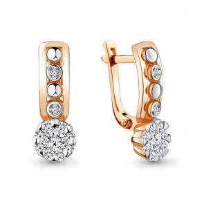 Золотые серьги AQUAMARINE с бриллиантом 941933к фото