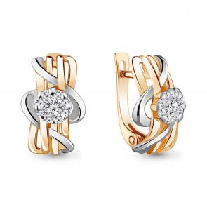 Золотые серьги AQUAMARINE с бриллиантом 941936к фото