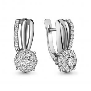 Серьги из белого золота AQUAMARINE с бриллиантом 941979 фото
