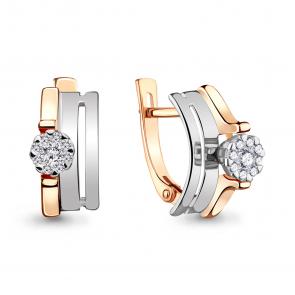 Золотые серьги AQUAMARINE с бриллиантом 942001к фото