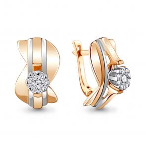 Золотые серьги AQUAMARINE с бриллиантом 942007к фото