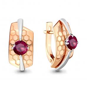 Золотые серьги AQUAMARINE с рубином 942071кр фото