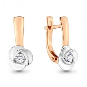 Золотые серьги AQUAMARINE с бриллиантом 942149к фото