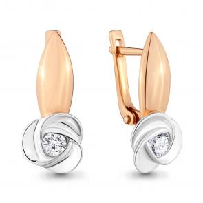 Золотые серьги AQUAMARINE с бриллиантом 942164к фото