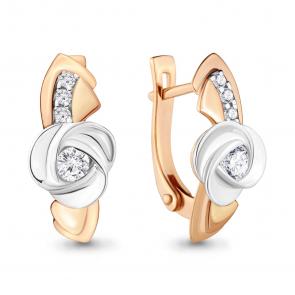 Золотые серьги AQUAMARINE с бриллиантом 942165к фото