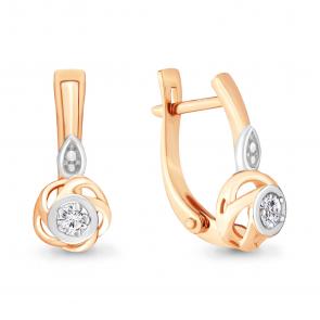 Золотые серьги AQUAMARINE с бриллиантом 942177к фото