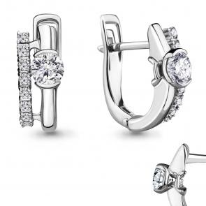 Серьги из белого золота AQUAMARINE с бриллиантом 942231 фото