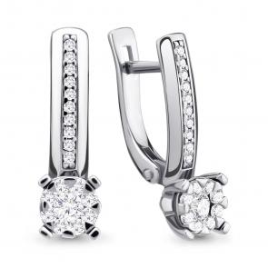 Серьги из белого золота AQUAMARINE с бриллиантом 942256 фото