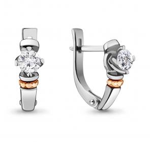 Золотые серьги AQUAMARINE с бриллиантом 942429к фото