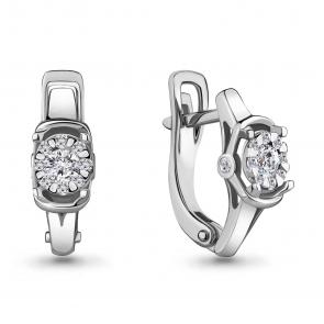 Серьги из белого золота AQUAMARINE с бриллиантом 942459 фото