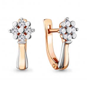 Золотые серьги AQUAMARINE с бриллиантом 942584к фото