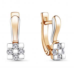 Золотые серьги AQUAMARINE с бриллиантом 942585к фото