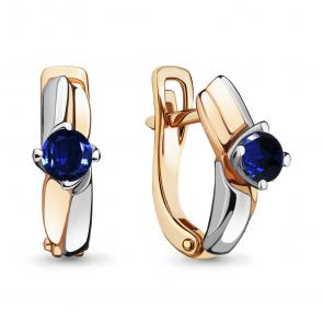 Золотые серьги AQUAMARINE с сапфиром 942645кс фото
