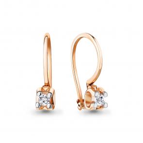 Золотые серьги AQUAMARINE с бриллиантом 942735к фото