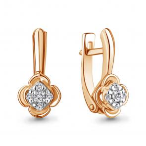 Золотые серьги AQUAMARINE с бриллиантом 942805к фото