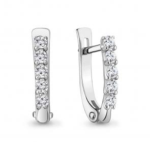 Серьги из белого золота AQUAMARINE с бриллиантом 942832 фото