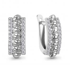 Серьги из белого золота AQUAMARINE с бриллиантом 943024 фото