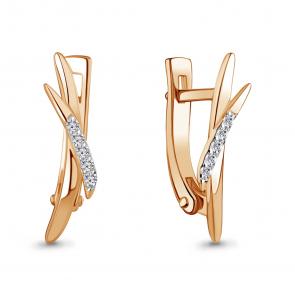 Золотые серьги AQUAMARINE с бриллиантом 943112к фото