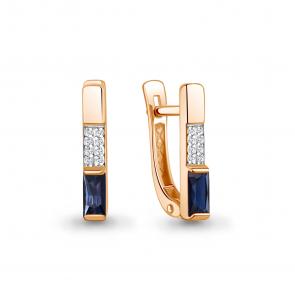 Золотые серьги AQUAMARINE с бриллиантом и сапфиром 943375кс фото