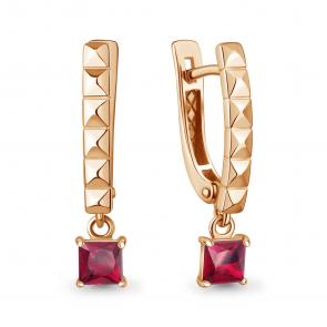 Золотые серьги AQUAMARINE с рубином 943445кр фото