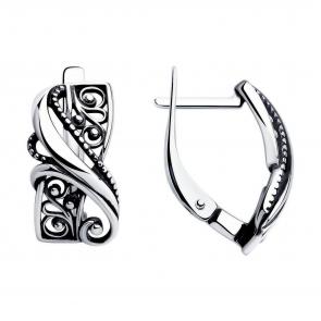 Серьги из черненого серебра Diamant 95-120-01204-1 фото