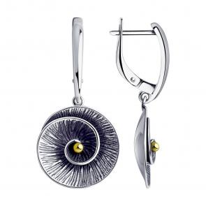 Серьги из черненого серебра Diamant 95-121-00362-1 фото