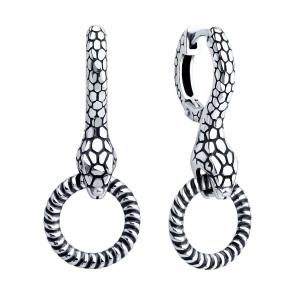 Серьги из черненого серебра Символ года Змея Diamant 95-121-02293-1 фото
