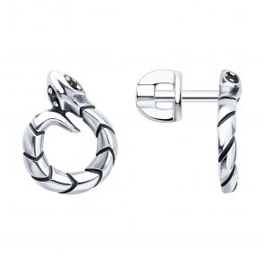 Серебряные серьги Символ года Змея Diamant с фианитом 95-122-02292-1 фото
