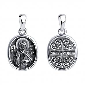 Серебряная подвеска-иконка Святой преподобный Сергий Радонежский Diamant 95-130-00937-1 фото