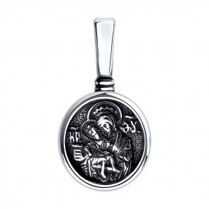 Серебряная подвеска-иконка Божьей Матери Костромская-Фёдоровская Diamant 95-130-00945-1 фото