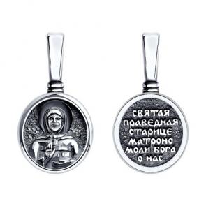 Подвеска-иконка Святая блаженная Матрона из черненого серебра Diamant 95-130-01714-1 фото