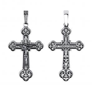 Подвеска-крест из чернёного серебра Распятие Христово Diamant 95-131-01620-1 фото