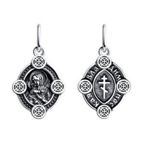 Подвеска-иконка из черненого серебра Божией Матери Владимирская Diamant 95-132-01806-1 фото