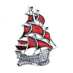 Брошь из черненого серебра Diamant с фианитом и эмалью 95-140-02374-1 фото