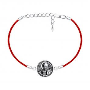 Текстильный шнурок с декоративным элементом из черненого серебра Святитель Николай Чудотворец Diamant 95-150-01470-1 фото