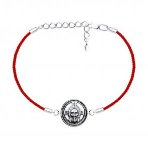 Текстильный шнурок с декоративным элементом из черненого серебра Господь Вседержитель Diamant 95-150-01533-1 фото