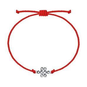 Текстильный шнурок с декоративным элементом символ Узел счастья из черненого серебра Diamant 95-150-01679-1 фото