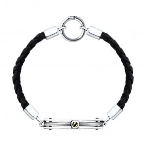Кожаный браслет с декоративным элементом и замком из черненого серебра Diamant 95-150-02180-1 фото