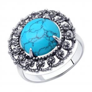 Кольцо из черненого серебра Diamant с бирюзой 95-310-00856-1 фото